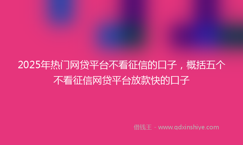 2025年热门网贷平台不看征信的口子，概括五个不看征信网贷平台放款快的口子