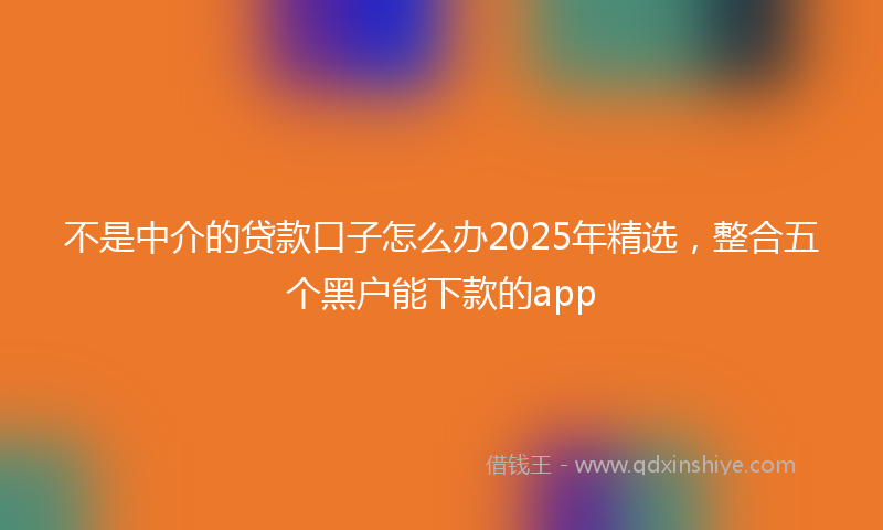 不是中介的贷款口子怎么办2025年精选，整合五个黑户能下款的app