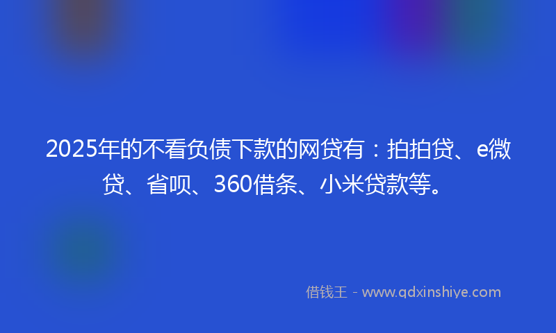 2025年的不看负债下款的网贷有：拍拍贷、e微贷、省呗、360借条、小米贷款等。