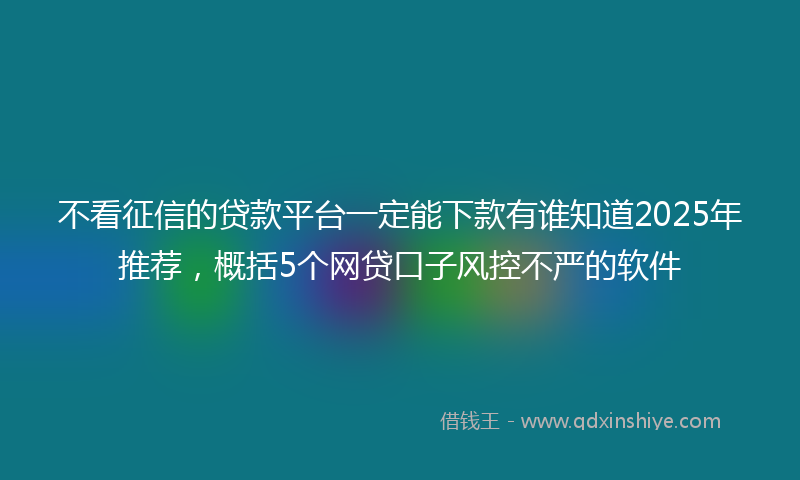 不看征信的贷款平台一定能下款有谁知道2025年推荐，概括5个网贷口子风控不严的软件