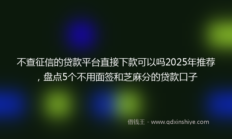 不查征信的贷款平台直接下款可以吗2025年推荐，盘点5个不用面签和芝麻分的贷款口子