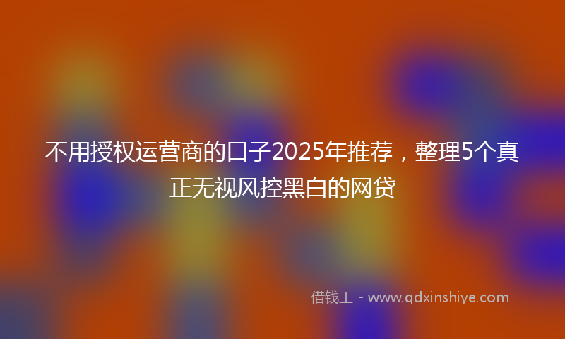 不用授权运营商的口子2025年推荐，整理5个真正无视风控黑白的网贷