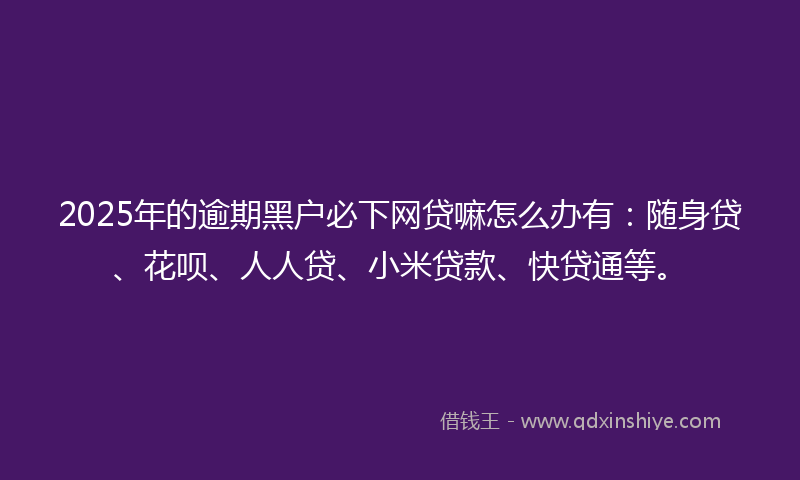 2025年的逾期黑户必下网贷嘛怎么办有：随身贷、花呗、人人贷、小米贷款、快贷通等。