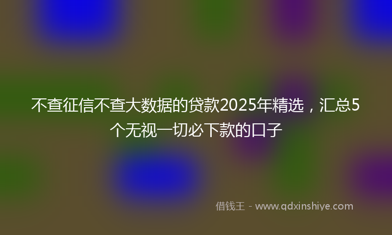 不查征信不查大数据的贷款2025年精选，汇总5个无视一切必下款的口子