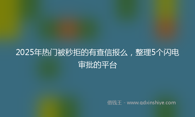 2025年热门被秒拒的有查信报么，整理5个闪电审批的平台