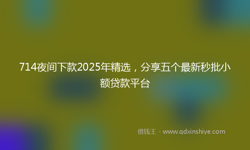 714夜间下款2025年精选，分享五个最新秒批小额贷款平台