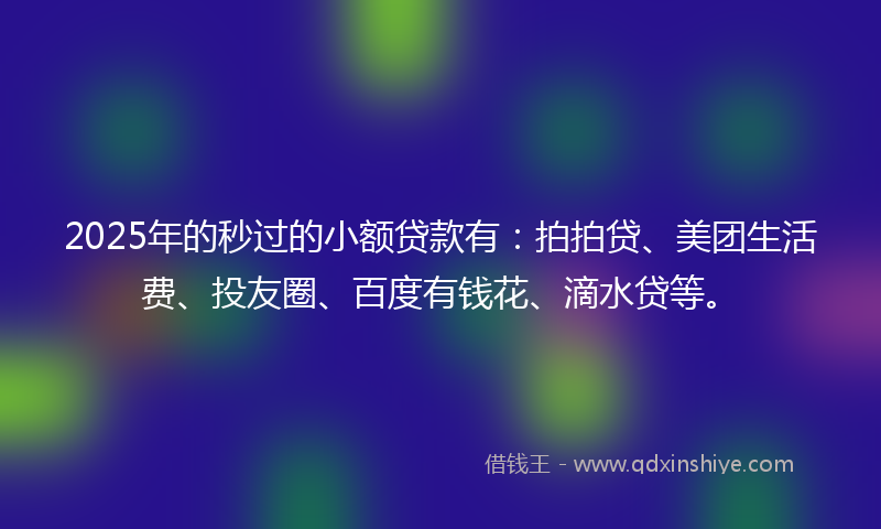 2025年的秒过的小额贷款有：拍拍贷、美团生活费、投友圈、百度有钱花、滴水贷等。
