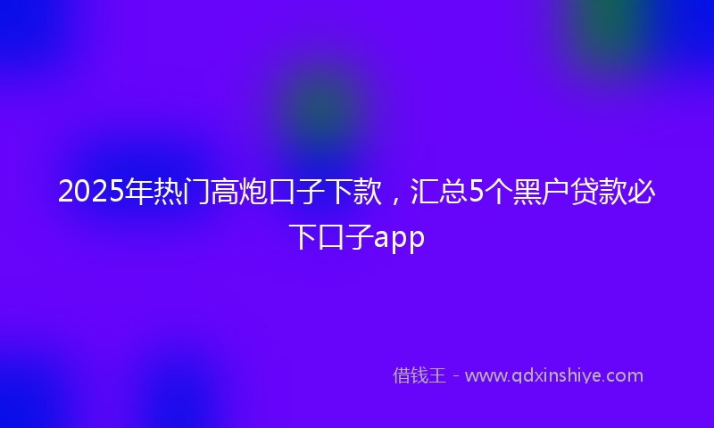 2025年热门高炮口子下款，汇总5个黑户贷款必下口子app