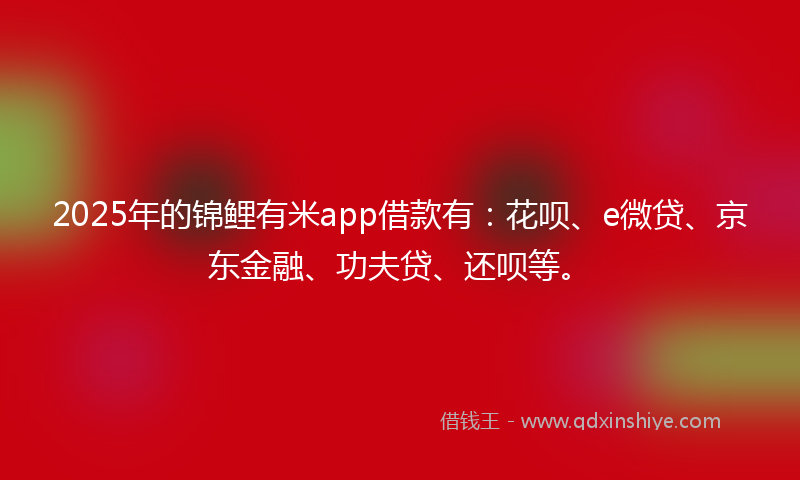 2025年的锦鲤有米app借款有：花呗、e微贷、京东金融、功夫贷、还呗等。