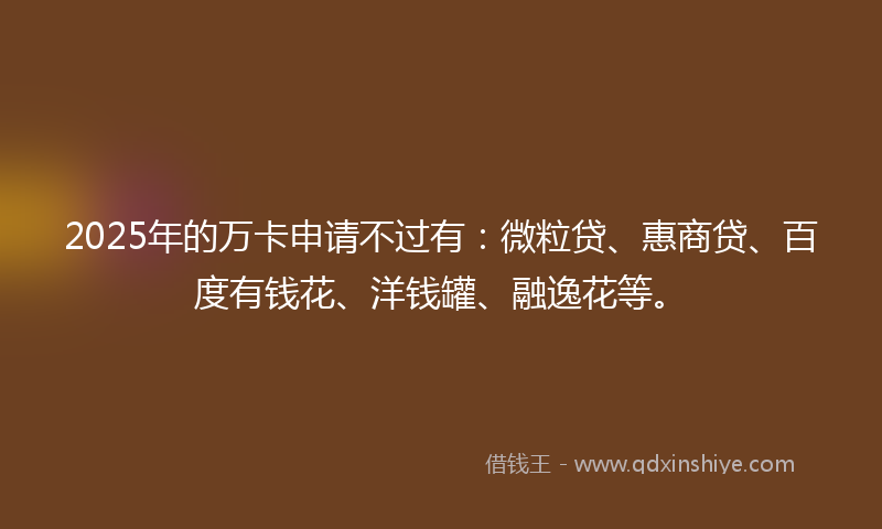 2025年的万卡申请不过有：微粒贷、惠商贷、百度有钱花、洋钱罐、融逸花等。