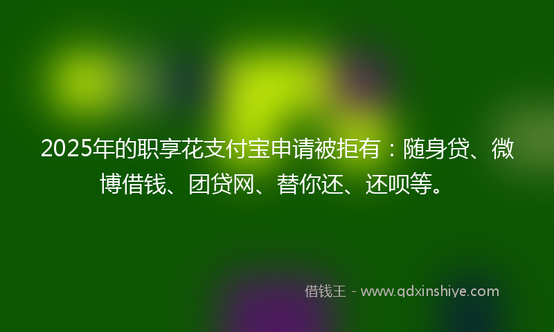 2025年的职享花支付宝申请被拒有：随身贷、微博借钱、团贷网、替你还、还呗等。