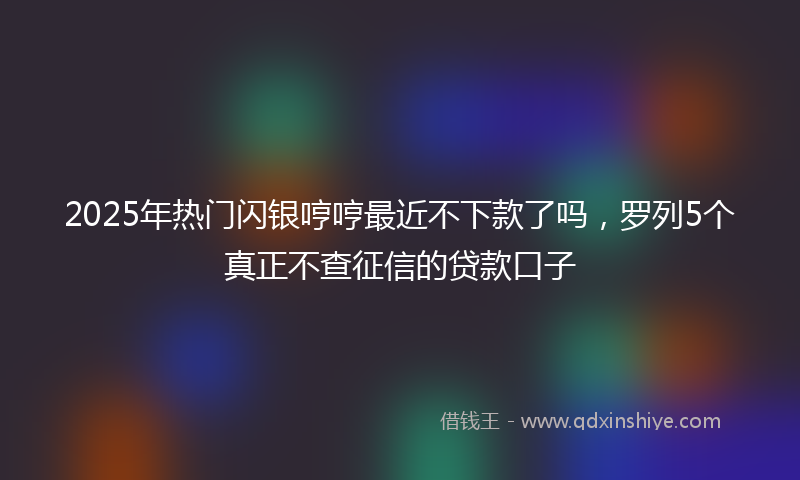 2025年热门闪银哼哼最近不下款了吗，罗列5个真正不查征信的贷款口子