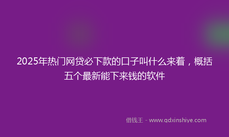 2025年热门网贷必下款的口子叫什么来着，概括五个最新能下来钱的软件
