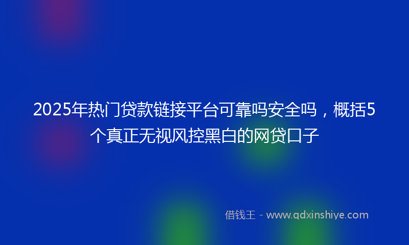 2025年热门贷款链接平台可靠吗安全吗，概括5个真正无视风控黑白的网贷口子