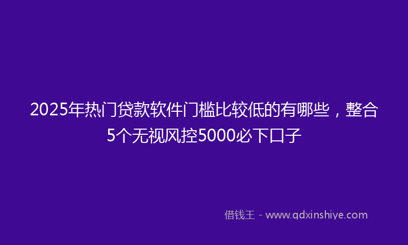 2025年热门贷款软件门槛比较低的有哪些，整合5个无视风控5000必下口子