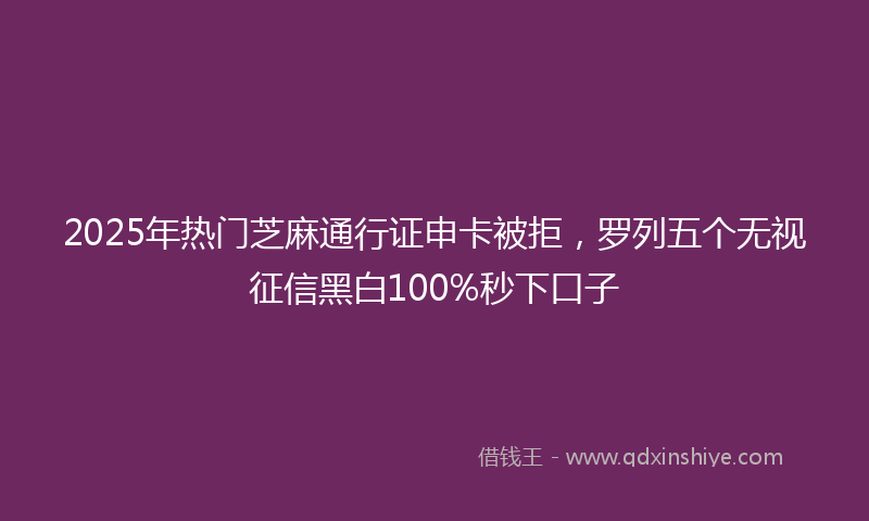 2025年热门芝麻通行证申卡被拒，罗列五个无视征信黑白100%秒下口子