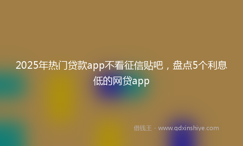2025年热门贷款app不看征信贴吧，盘点5个利息低的网贷app