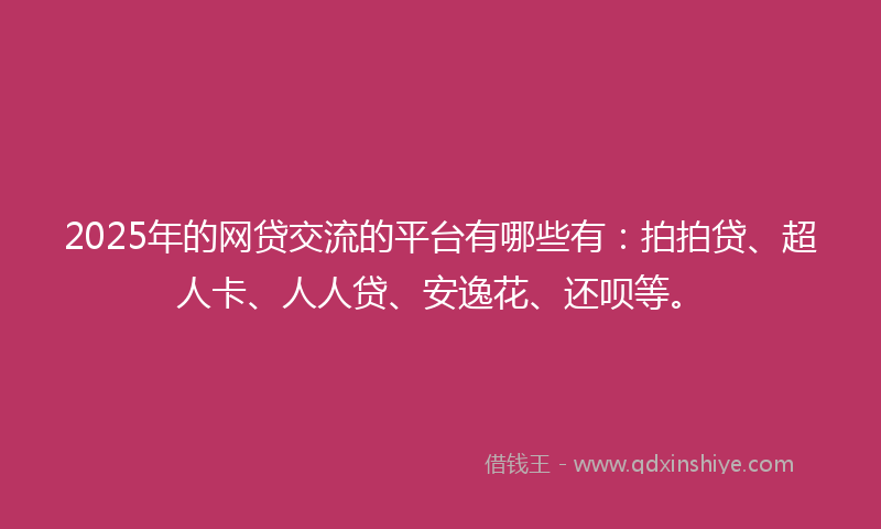 2025年的网贷交流的平台有哪些有：拍拍贷、超人卡、人人贷、安逸花、还呗等。