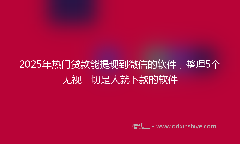 2025年热门贷款能提现到微信的软件，整理5个无视一切是人就下款的软件
