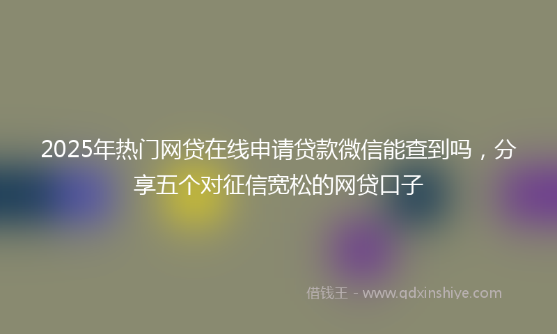 2025年热门网贷在线申请贷款微信能查到吗，分享五个对征信宽松的网贷口子