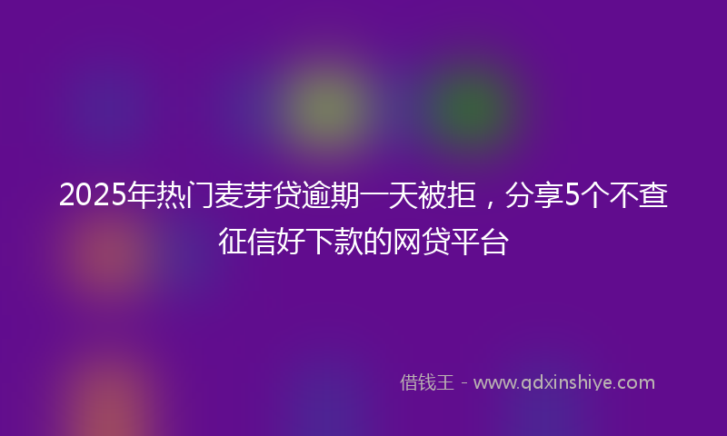 2025年热门麦芽贷逾期一天被拒，分享5个不查征信好下款的网贷平台