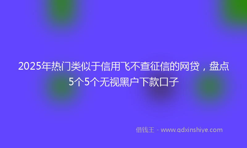 2025年热门类似于信用飞不查征信的网贷，盘点5个5个无视黑户下款口子