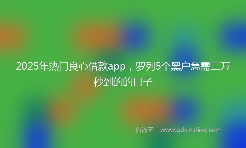 2025年热门良心借款app，罗列5个黑户急需三万秒到的的口子