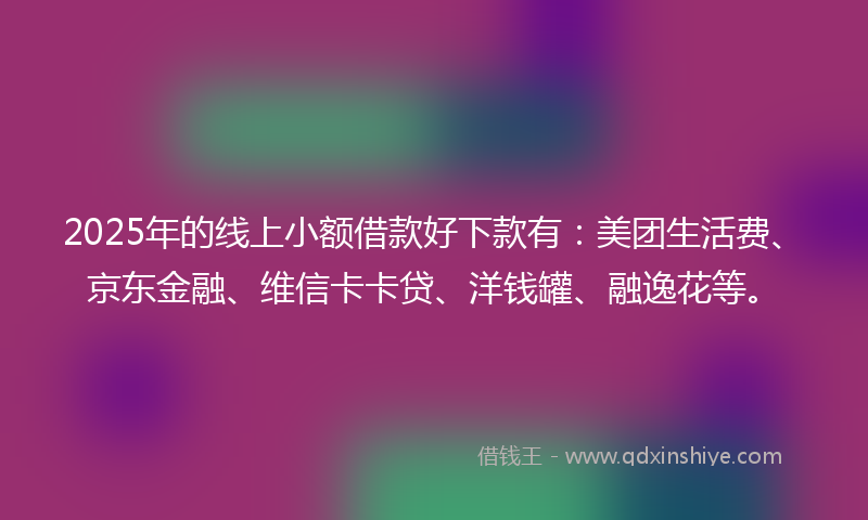 2025年的线上小额借款好下款有：美团生活费、京东金融、维信卡卡贷、洋钱罐、融逸花等。