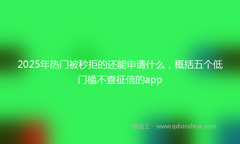 2025年热门被秒拒的还能申请什么，概括五个低门槛不查征信的app