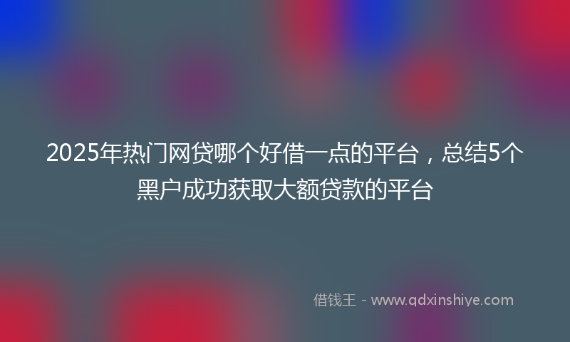2025年热门网贷哪个好借一点的平台，总结5个黑户成功获取大额贷款的平台