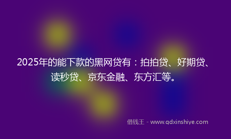 2025年的能下款的黑网贷有：拍拍贷、好期贷、读秒贷、京东金融、东方汇等。