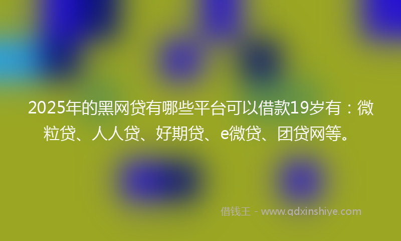 2025年的黑网贷有哪些平台可以借款19岁有:微粒贷、人人贷、好期贷、e微贷、团贷网等。