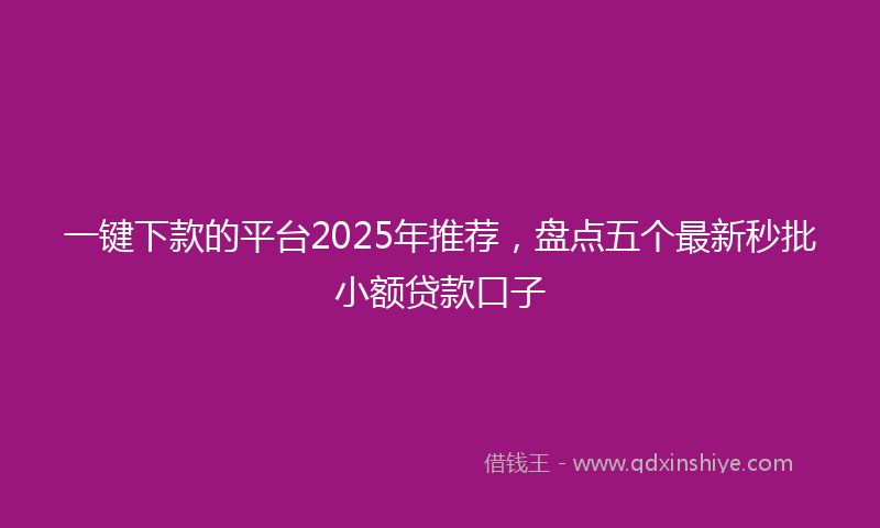 一键下款的平台2025年推荐，盘点五个最新秒批小额贷款口子