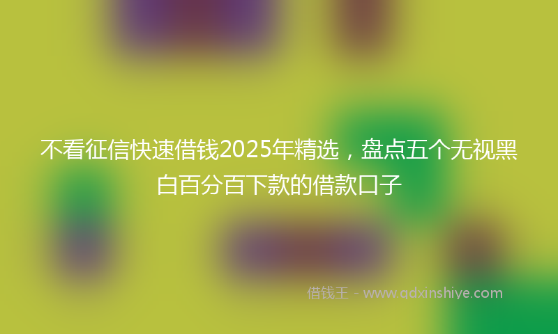 不看征信快速借钱2025年精选，盘点五个无视黑白百分百下款的借款口子