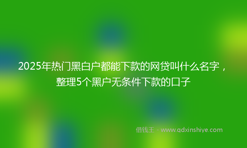 2025年热门黑白户都能下款的网贷叫什么名字，整理5个黑户无条件下款的口子