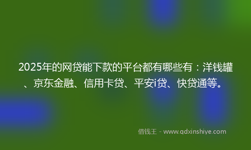 2025年的网贷能下款的平台都有哪些有:洋钱罐、京东金融、信用卡贷、平安i贷、快贷通等。