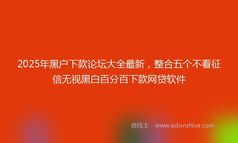 2025年黑户下款论坛大全最新，整合五个不看征信无视黑白百分百下款网贷软件