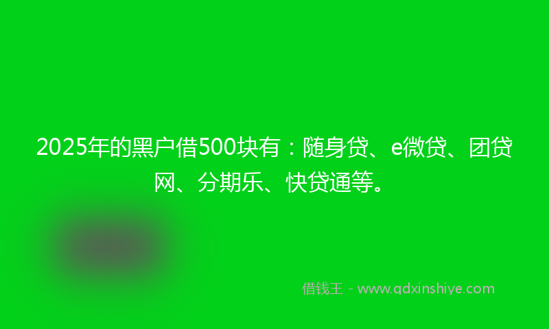 2025年的黑户借500块有：随身贷、e微贷、团贷网、分期乐、快贷通等。