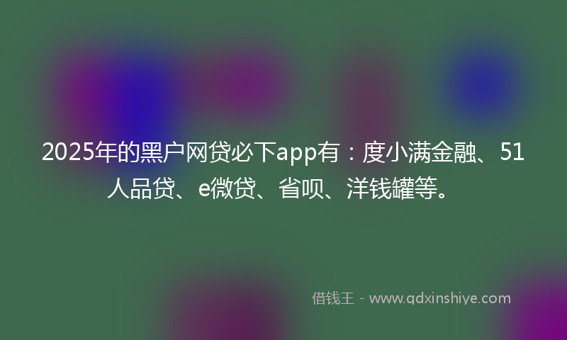 2025年的黑户网贷必下app有：度小满金融、51人品贷、e微贷、省呗、洋钱罐等。