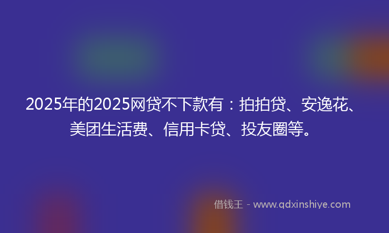 2025年的2025网贷不下款有：拍拍贷、安逸花、美团生活费、信用卡贷、投友圈等。