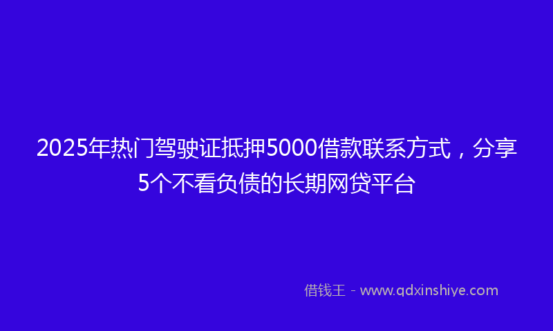 2025年热门驾驶证抵押5000借款联系方式，分享5个不看负债的长期网贷平台