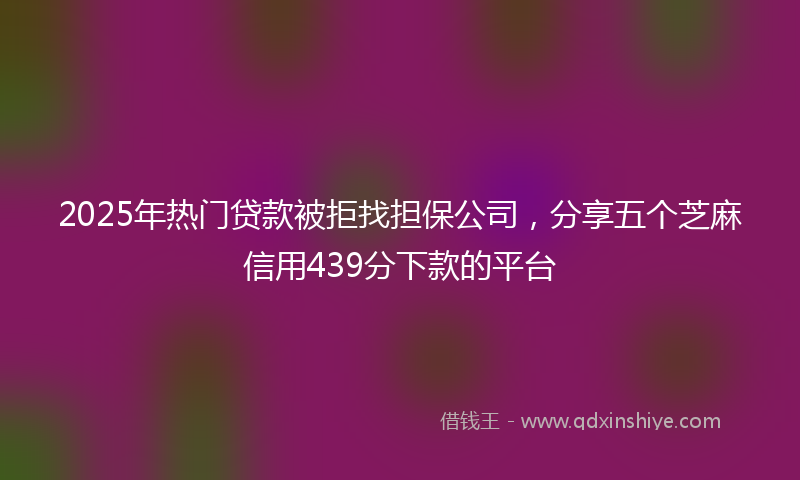 2025年热门贷款被拒找担保公司，分享五个芝麻信用439分下款的平台
