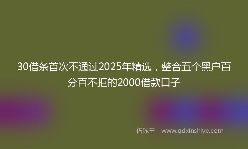 30借条首次不通过2025年精选，整合五个黑户百分百不拒的2000借款口子
