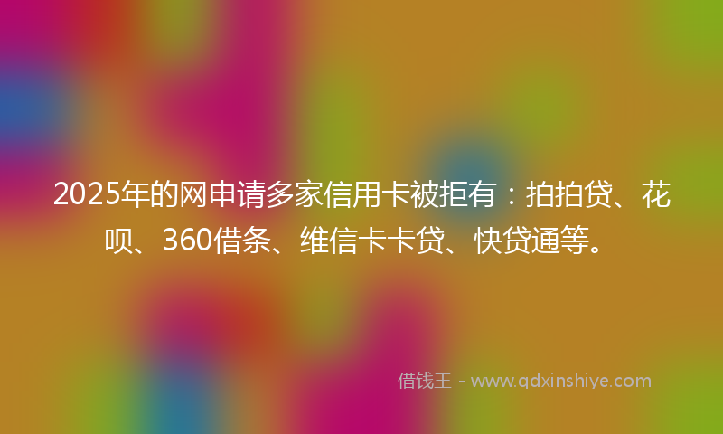 2025年的网申请多家信用卡被拒有：拍拍贷、花呗、360借条、维信卡卡贷、快贷通等。