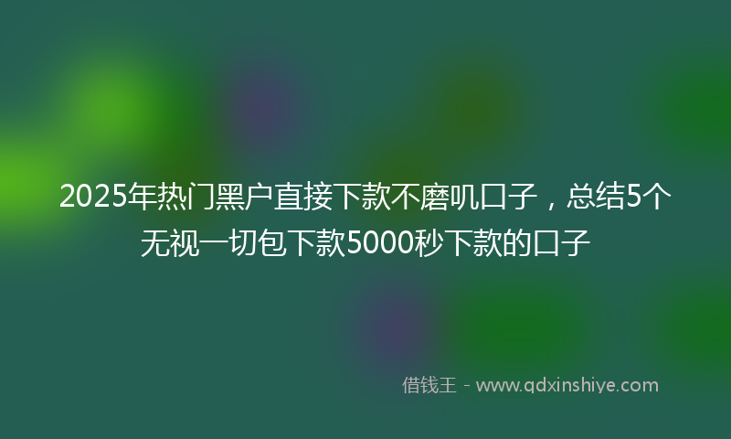2025年热门黑户直接下款不磨叽口子，总结5个无视一切包下款5000秒下款的口子