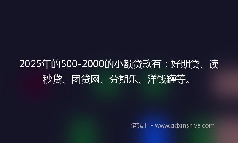 2025年的500-2000的小额贷款有：好期贷、读秒贷、团贷网、分期乐、洋钱罐等。
