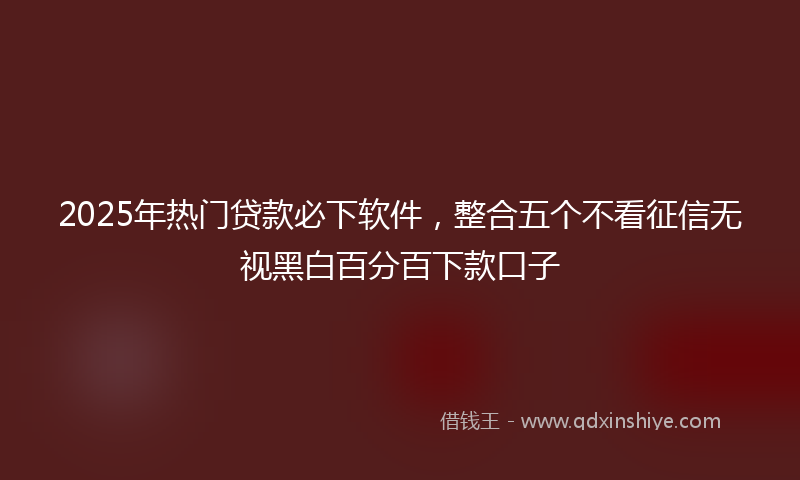 2025年热门贷款必下软件，整合五个不看征信无视黑白百分百下款口子