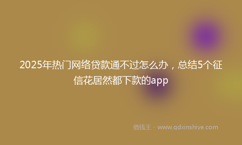 2025年热门网络贷款通不过怎么办，总结5个征信花居然都下款的app