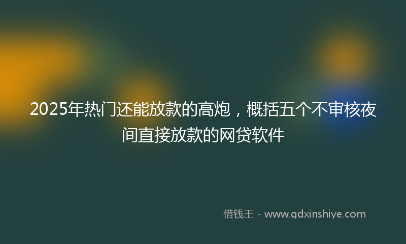 2025年热门还能放款的高炮，概括五个不审核夜间直接放款的网贷软件