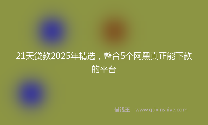 21天贷款2025年精选，整合5个网黑真正能下款的平台